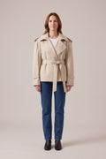 Trench court Rebeca Paris beige, ceinture nouée