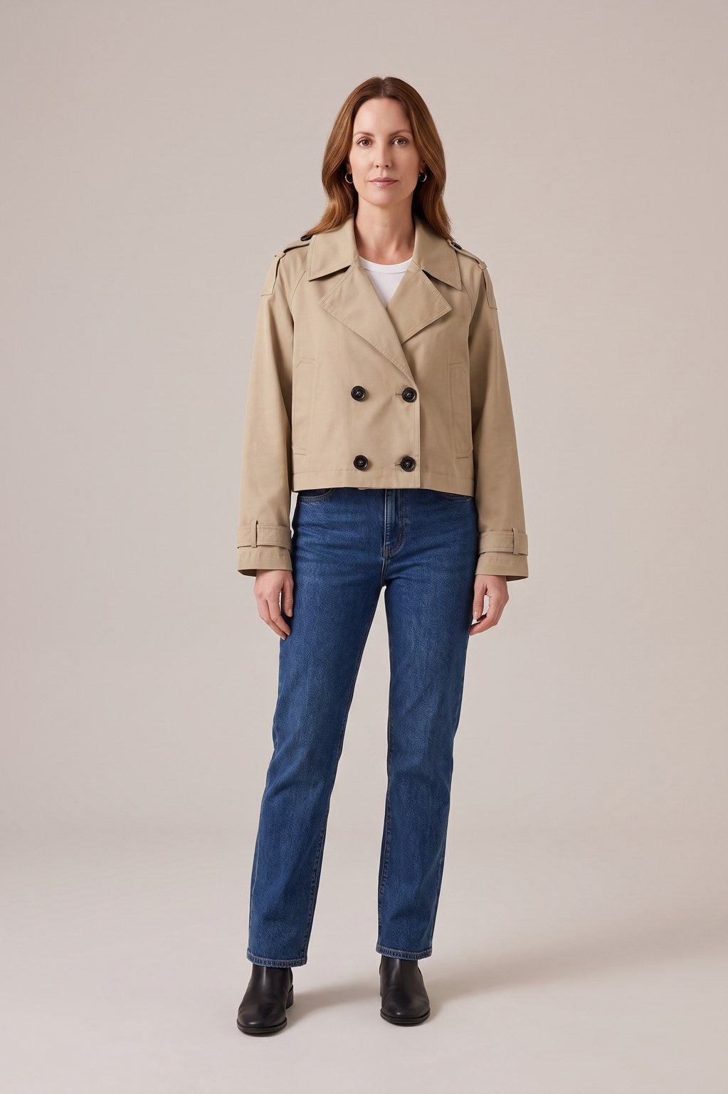 Trench croisé Rebeca Paris beige, double boutonnage