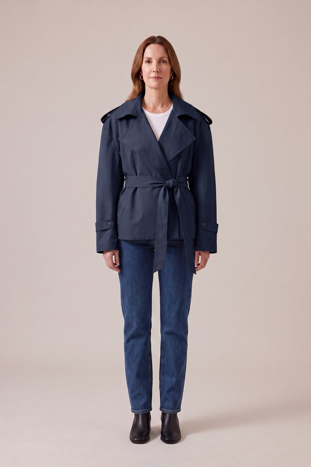 Trench court Rebeca Paris bleu marine