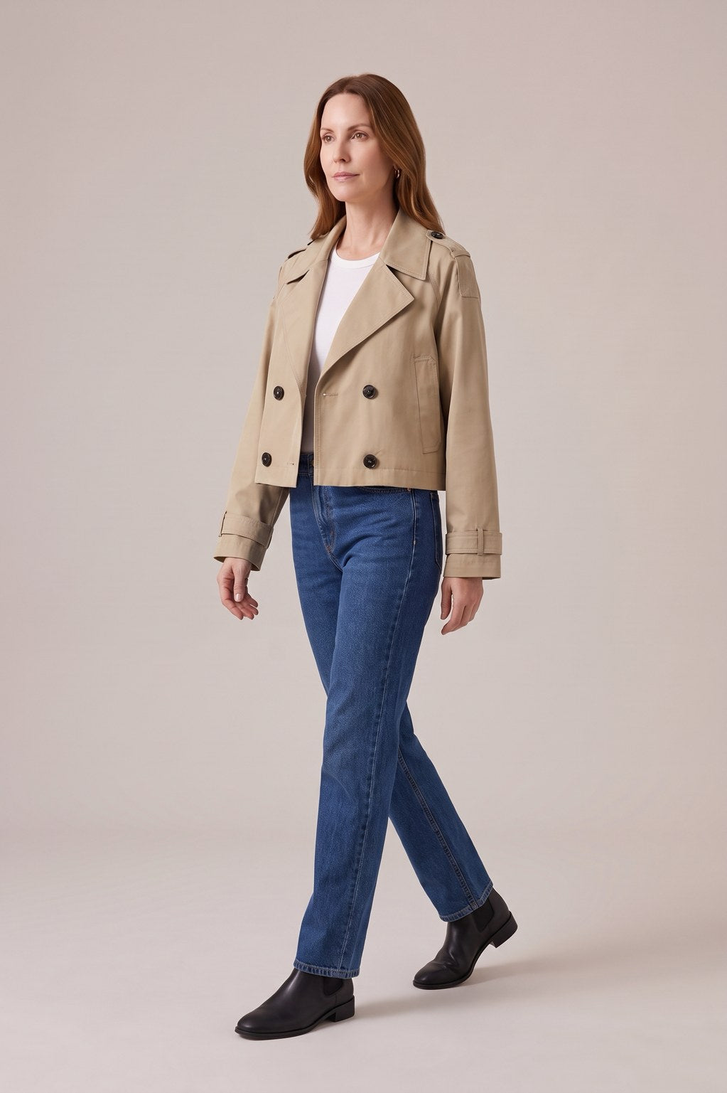 Trench croisé Rebeca Paris beige de profil