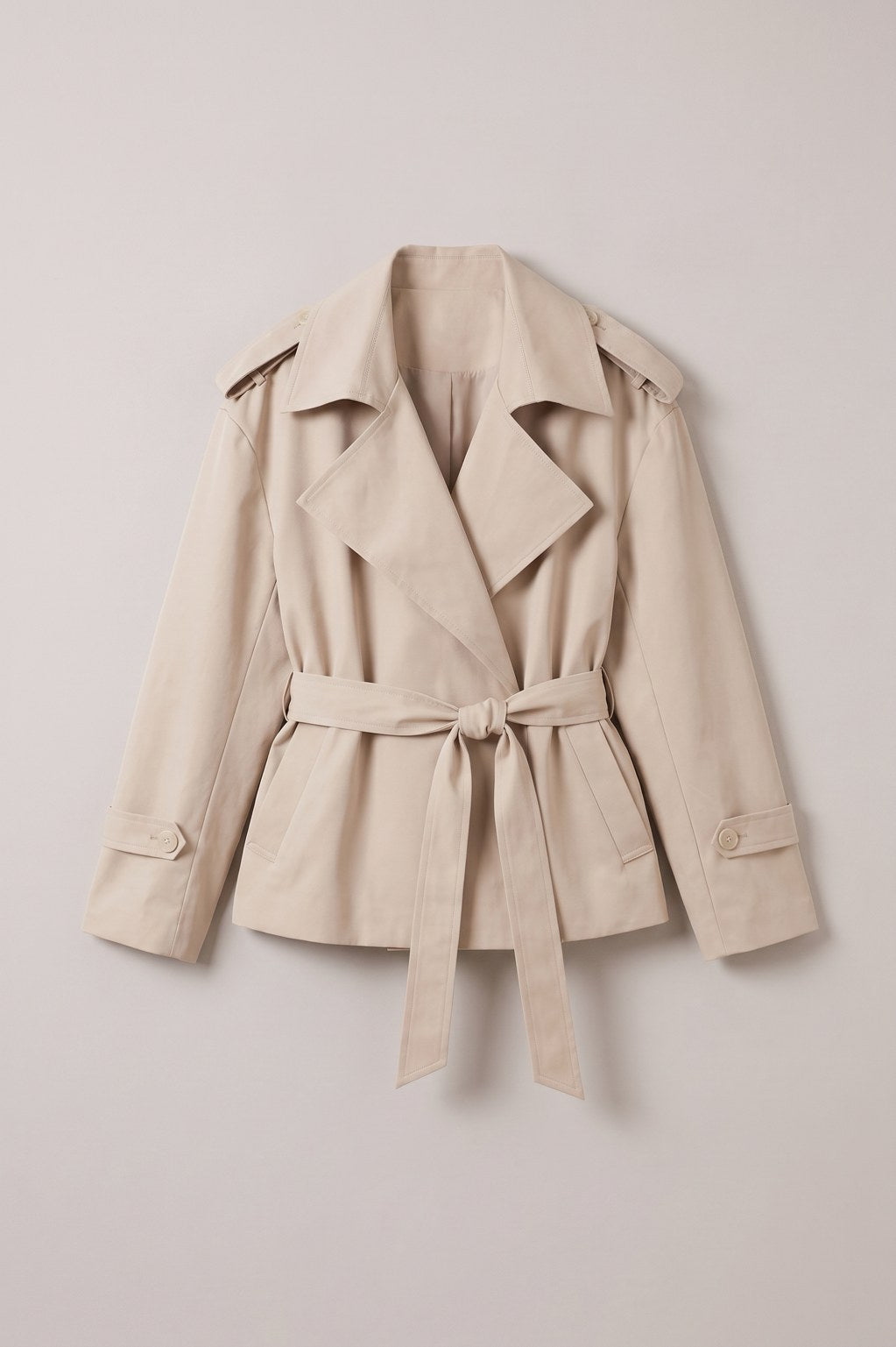 Trench court Rebeca Paris beige à plat